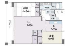 福岡市東区貝塚団地のマンションの間取り