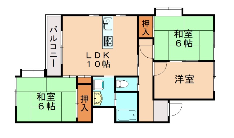 糟屋郡粕屋町内橋東のアパートの間取り