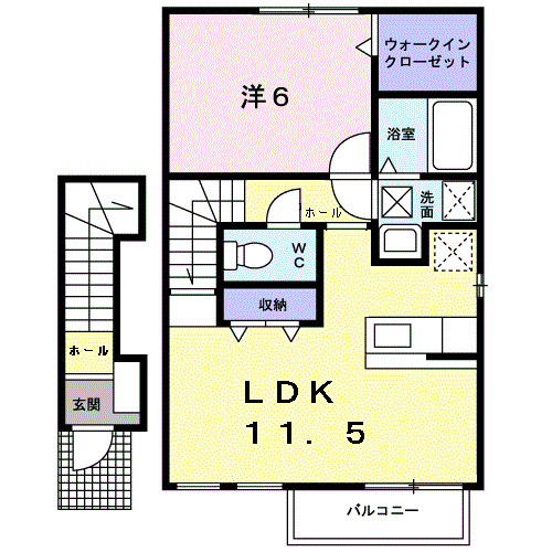 倉敷市東富井のアパートの間取り