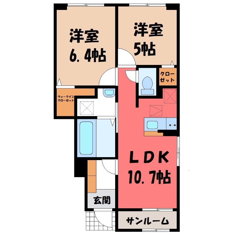 下都賀郡壬生町大師町のアパートの間取り