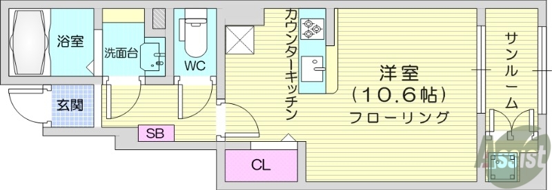 仙台市泉区南光台のアパートの間取り