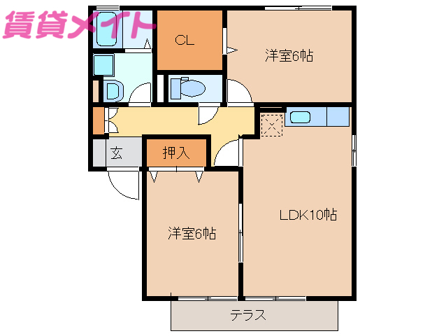 【津市一身田中野のアパートの間取り】