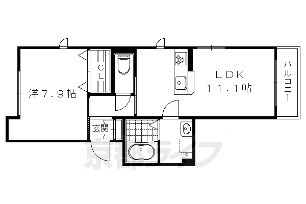 京都市左京区松ケ崎今海道町のアパートの間取り