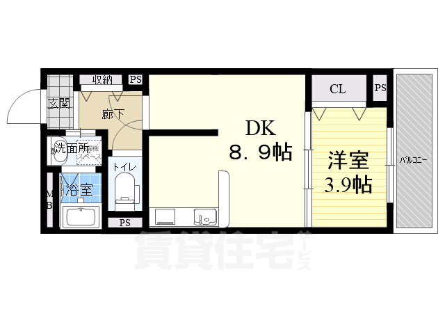 高槻市上田辺町のマンションの間取り