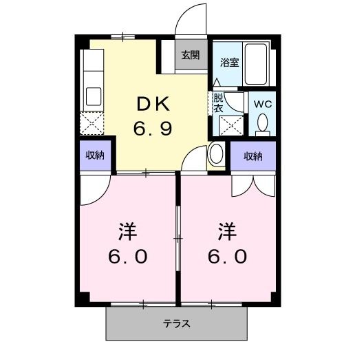 八代市東片町のアパートの間取り