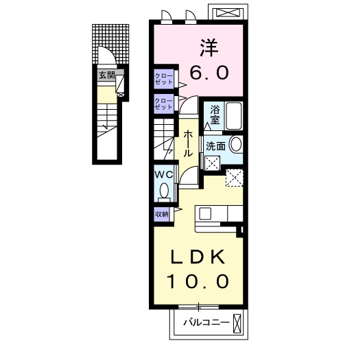 [家電付き] クラール朔日市Aの間取り
