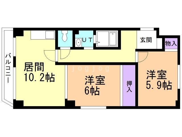 札幌市手稲区富丘三条のアパートの間取り