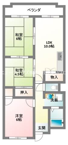 寝屋川市国松町のマンションの間取り