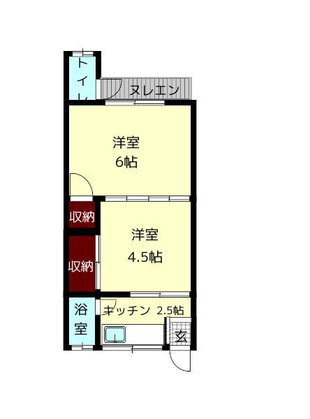 奈良市五条町のアパートの間取り