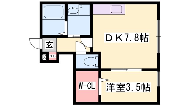 姫路市勝原区大谷のアパートの間取り