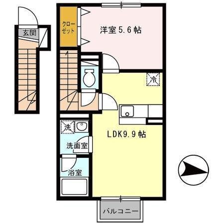 郡山市台新のアパートの間取り