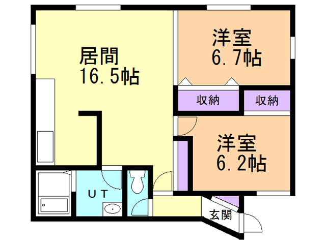 函館市青柳町のアパートの間取り