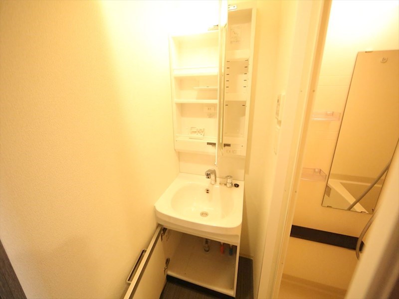 洗面設備　脱衣所　独立洗面台（シャンプードレッサー付）収納スペース有