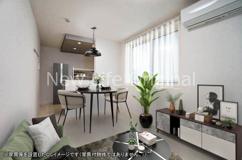 居室・リビング　リビングにエアコン1台完備しています♪