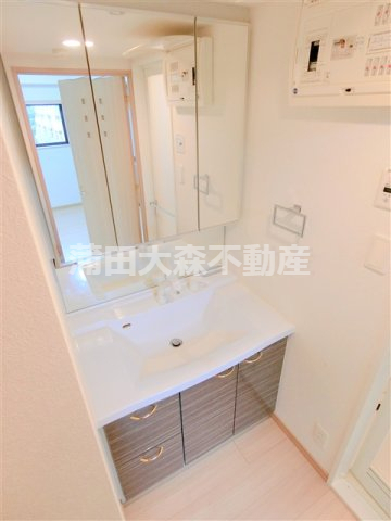 洗面設備　洗面脱衣所　3面鏡の独立洗面台