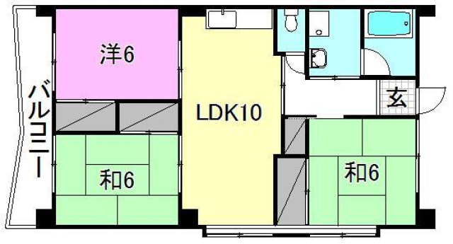 松山市山越のマンションの間取り