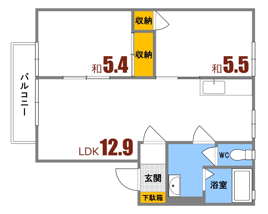 広島市安芸区矢野南のアパートの間取り