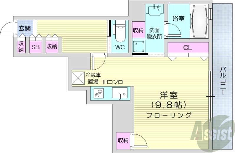 【札幌市中央区南九条西のマンションの間取り】