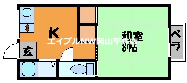 岡山市東区西大寺中野のアパートの間取り