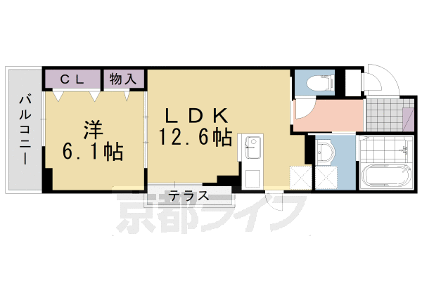 京都市南区久世殿城町のアパートの間取り