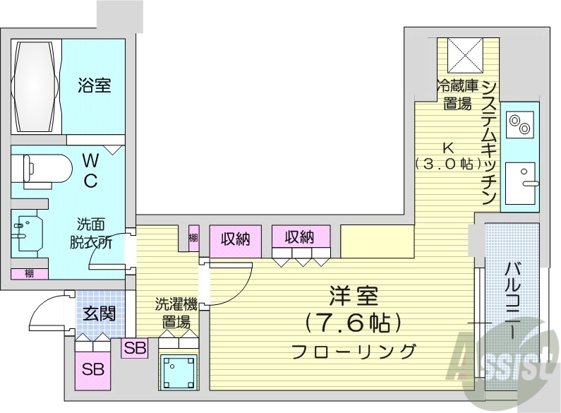 札幌市中央区大通西のマンションの間取り