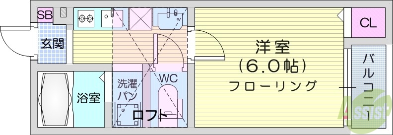 仙台市泉区東黒松のアパートの間取り