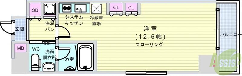 大阪市西区南堀江のマンションの間取り