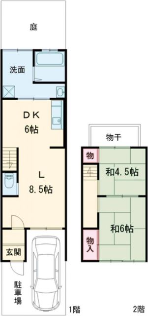 嵯峨折戸町貸家の間取り