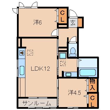 【D-roomシャルム B棟の間取り】