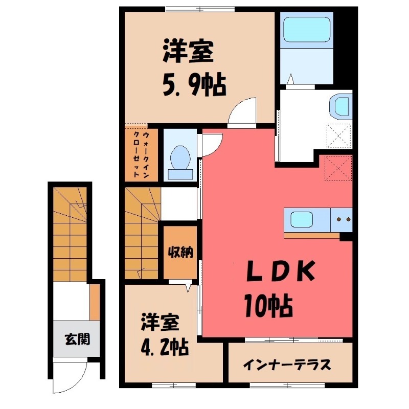 下都賀郡壬生町大字安塚のアパートの間取り