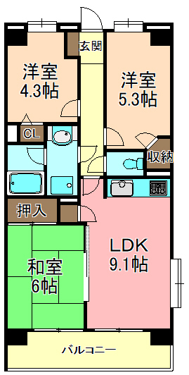 足立区江北のマンションの間取り