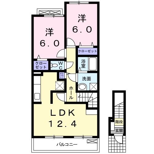 泉南市男里のアパートの間取り