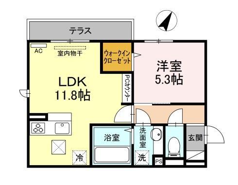 Ｄ－ｒｏｏｍ寺家駅前　Ａ棟の間取り