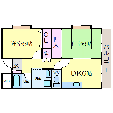 八尾市八尾木東のマンションの間取り