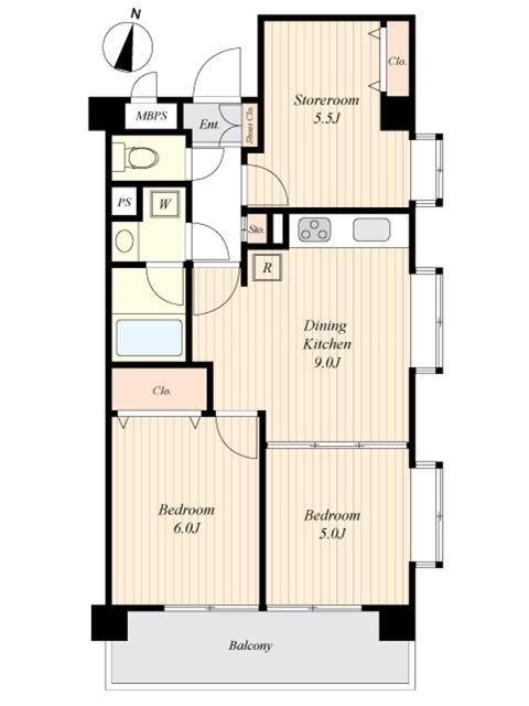 小平市栄町のマンションの間取り