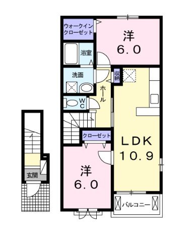 尾道市山波町のアパートの間取り