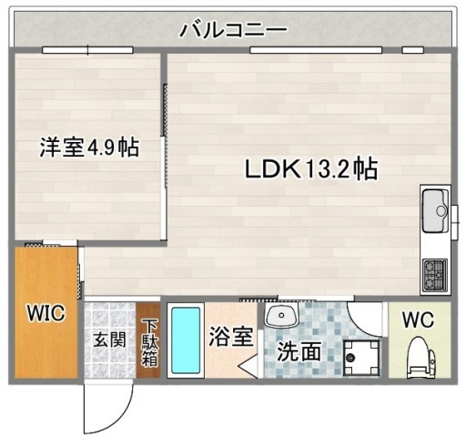 大阪市阿倍野区帝塚山のマンションの間取り