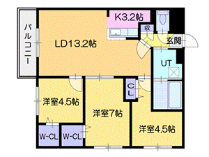 札幌市白石区南郷通のマンションの間取り