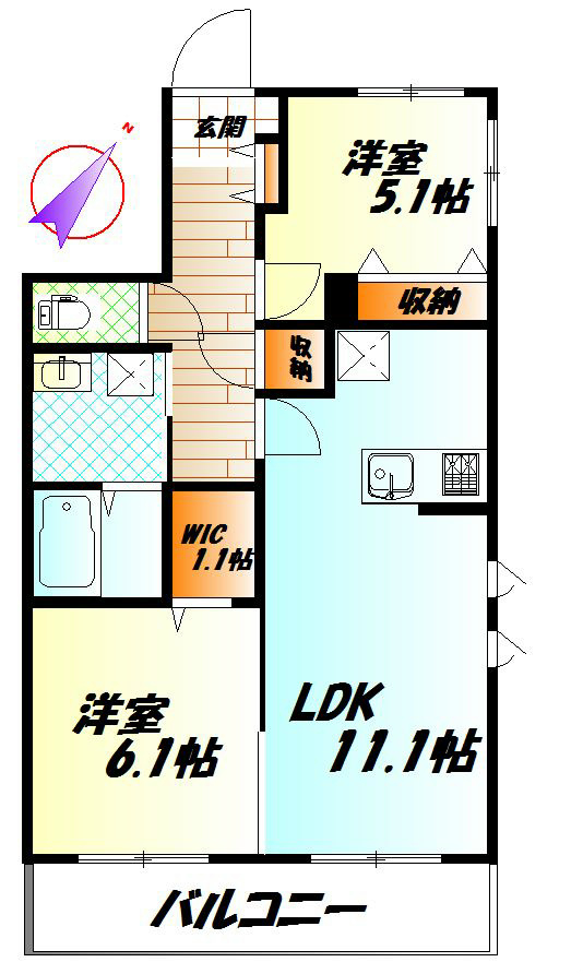 平塚市中里のアパートの間取り