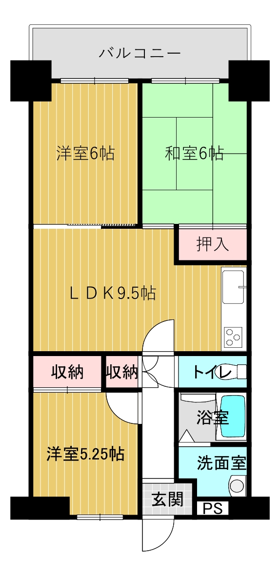 石清水ビューハイツA棟の間取り