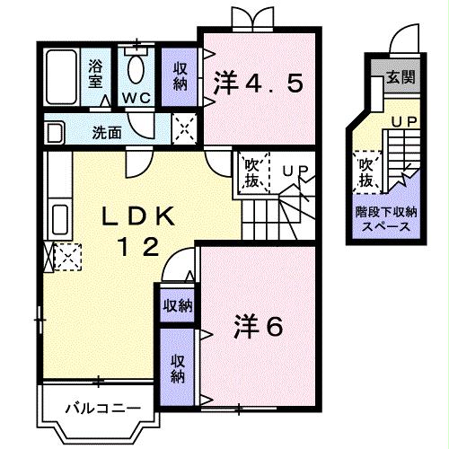 山陽小野田市大字西高泊のアパートの間取り