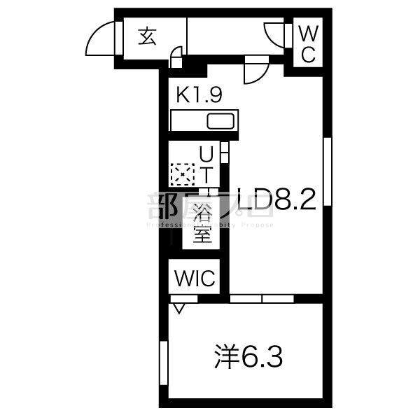 札幌市西区八軒三条西のマンションの間取り