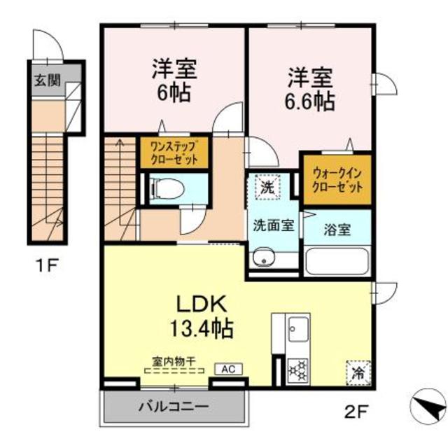 川崎市高津区上作延のアパートの間取り