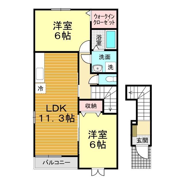 下関市小月西の台のアパートの間取り