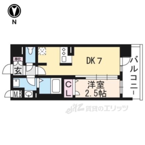 【アクアプレイス京大北ＯＸ５０４の間取り】