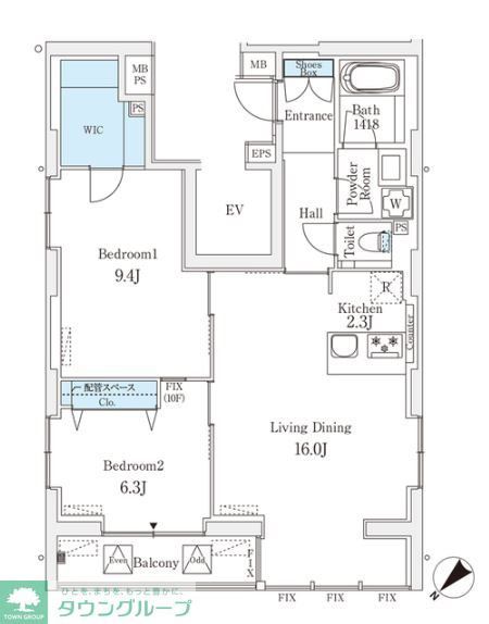 中央区銀座のマンションの間取り