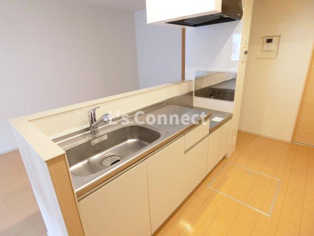 キッチン　２口ガスコンロ設置可能な対面キッチンです。