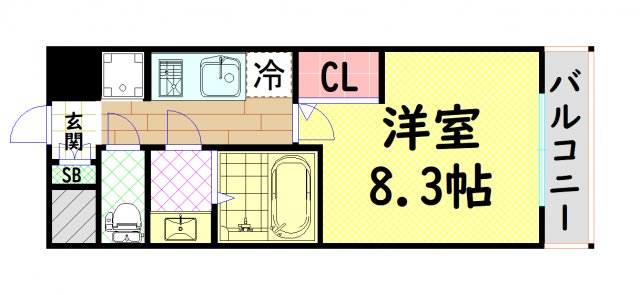 プレサンス谷町九丁目駅前の間取り写真