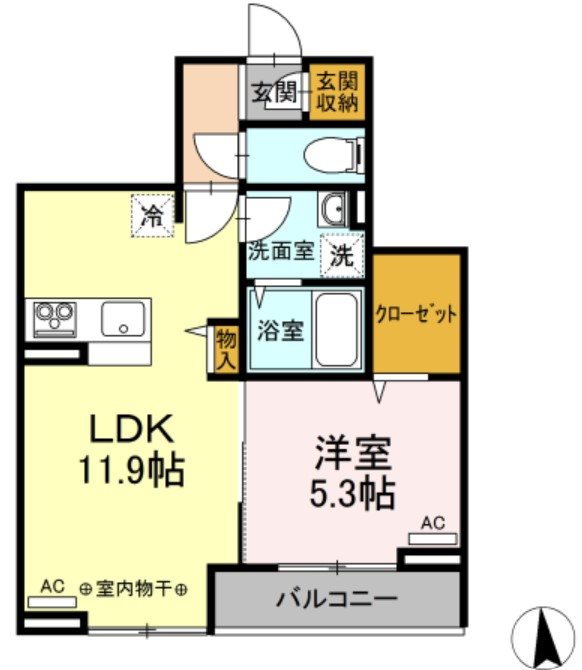 京王線 府中駅 徒歩9分 2階建 築6年の間取り写真