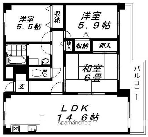 京阪宇治線 三室戸駅 徒歩15分 7階建 築28年の間取り写真